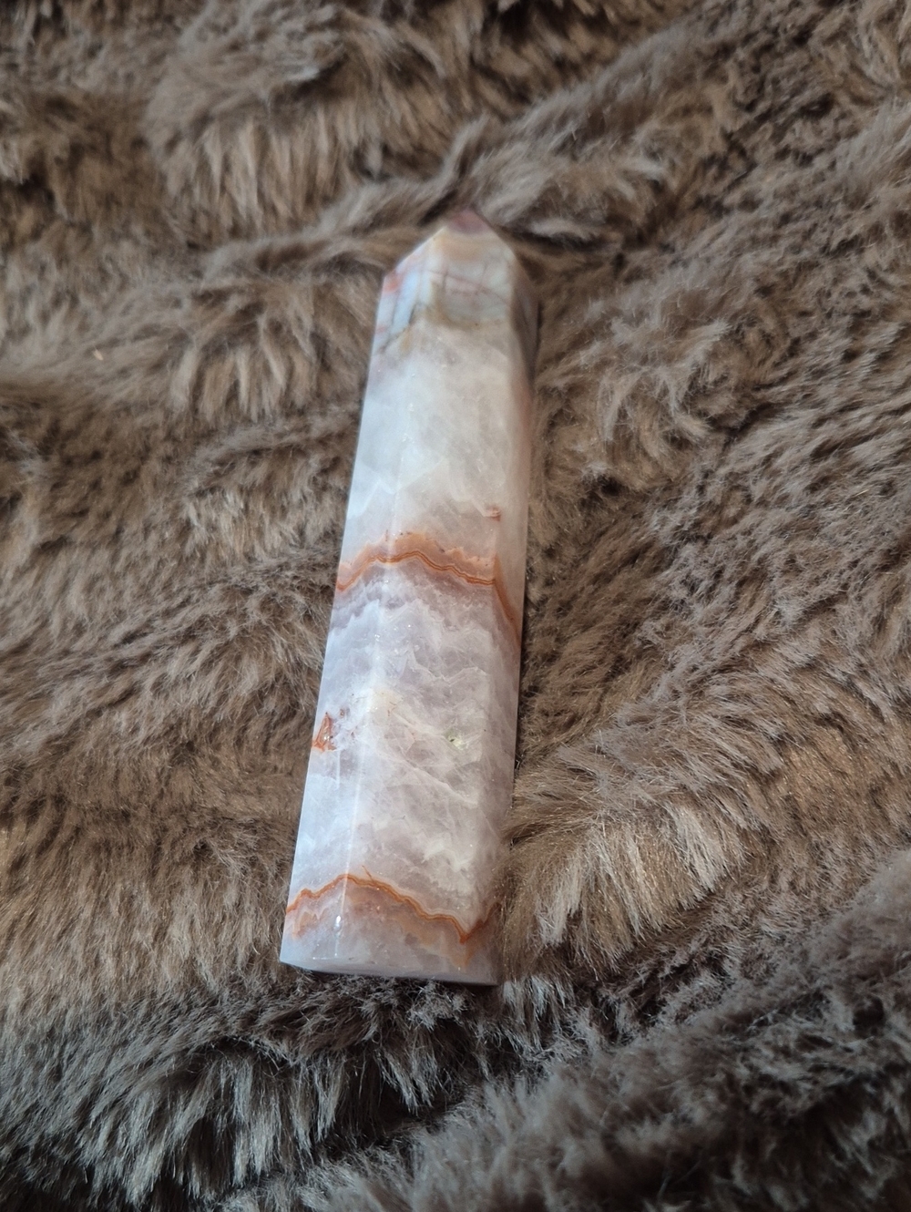 Polished Pink/Peach Agate Point Tower